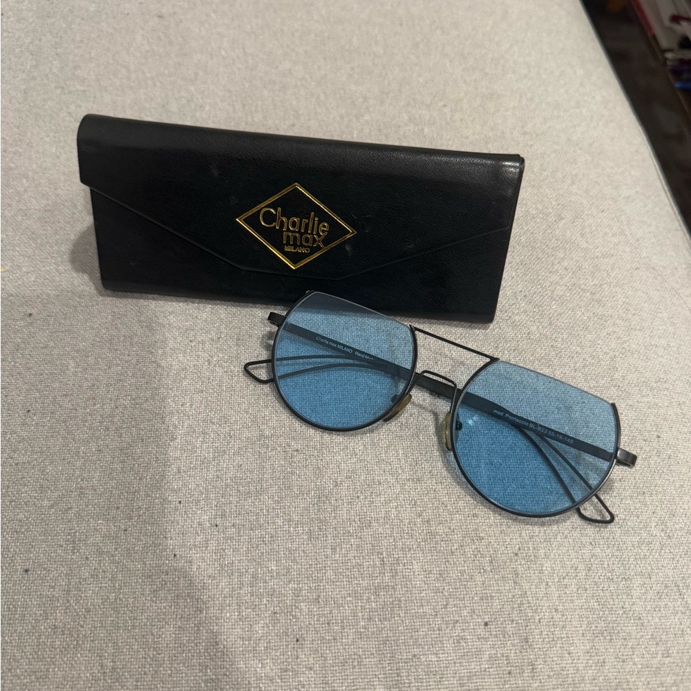 Blue Aviator Sunglasses with Black Case